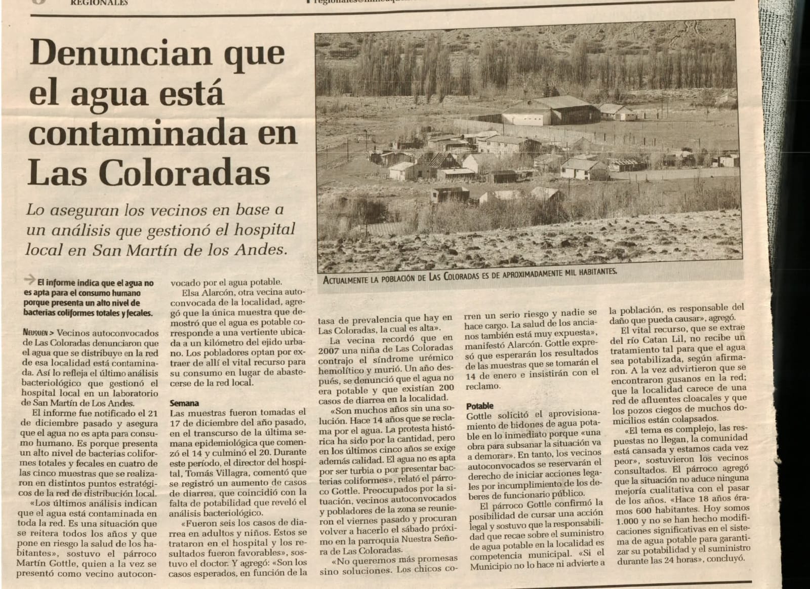 Antecedentes documentales de la crisis de agua en Las Coloradas.